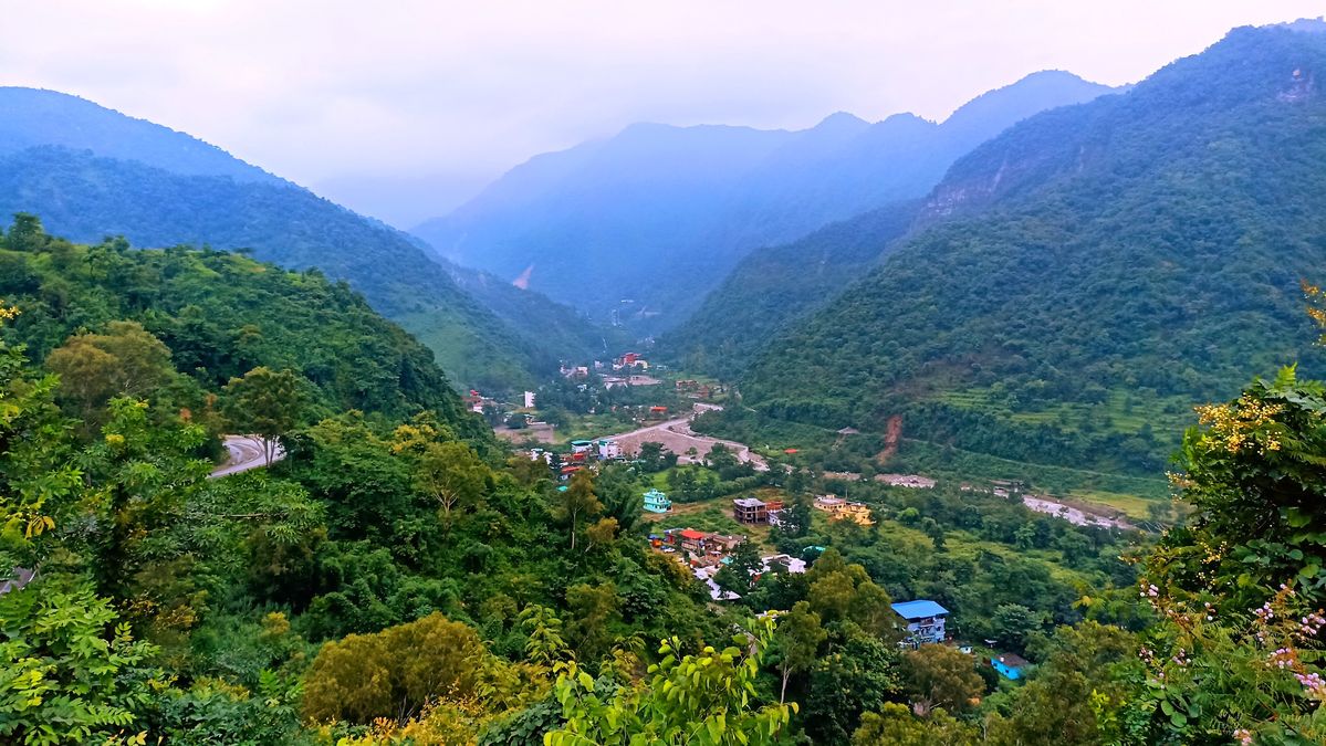 High-altitude trekking trail in the Himalayas
